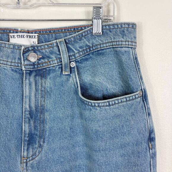 Free People We The Free Union Blue Xena High Rise Slim Straight Jeans - Picture 4 of 14